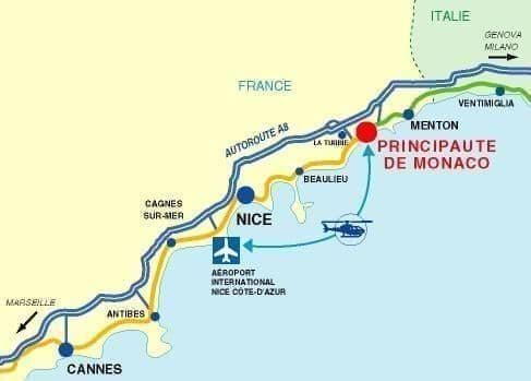 Plattegrond van de luchthaven van Monaco