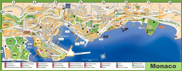 Plattegrond van het centrum van Monaco