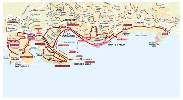 Monaco Hop On Hop Off-bus tournees kaart