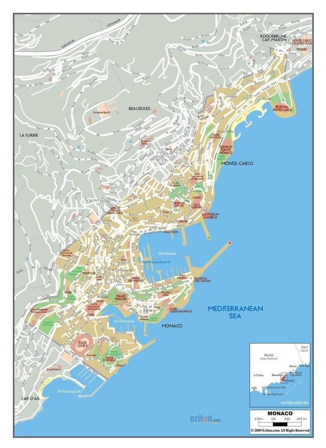 Wegenkaart van Monaco