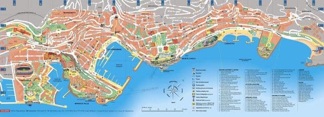 Plattegrond van de straten van Monaco